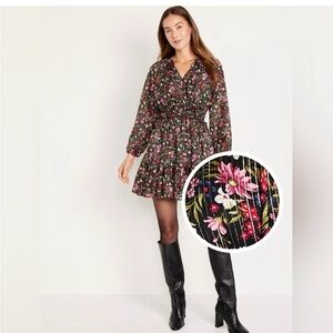 Old Navy Black Dress with Bishop Sleeves